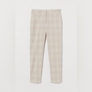 NWT H&M Beige Plaid Straight Leg Trousers